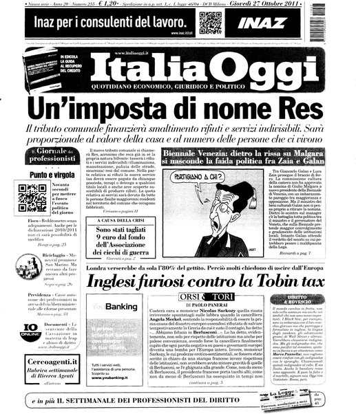 Italia oggi : quotidiano di economia finanza e politica